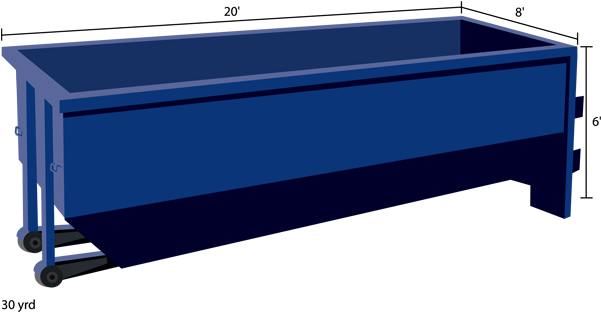 30 Cubic Yard - 20 Yard Dumpster (610x321), Png Download