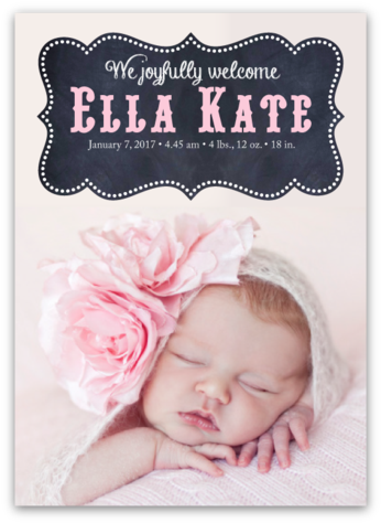 Chalkboard Frame Baby Announcement - Baby (480x480), Png Download
