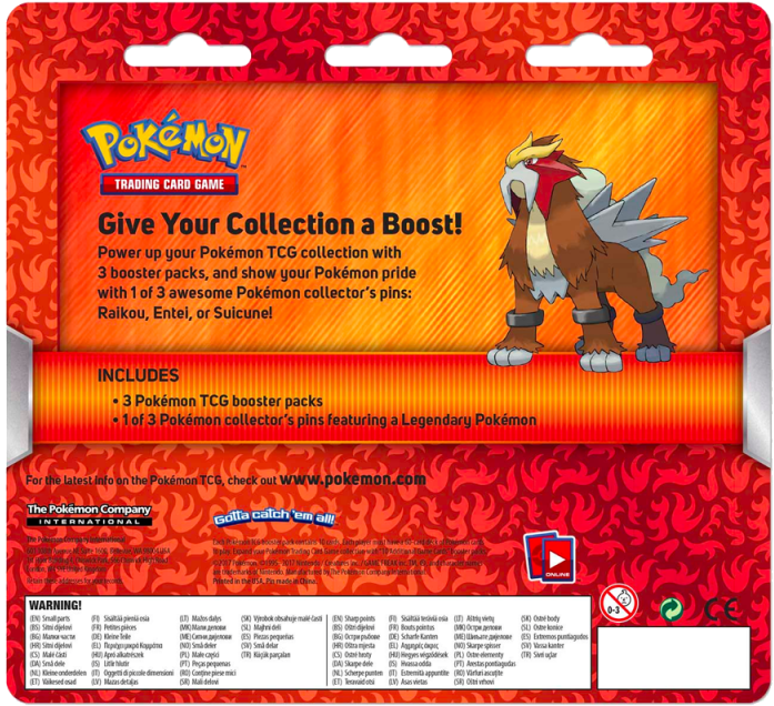 Sun & Moon - Pokemon 3 Booster Pin Blister: Entei (800x800), Png Download