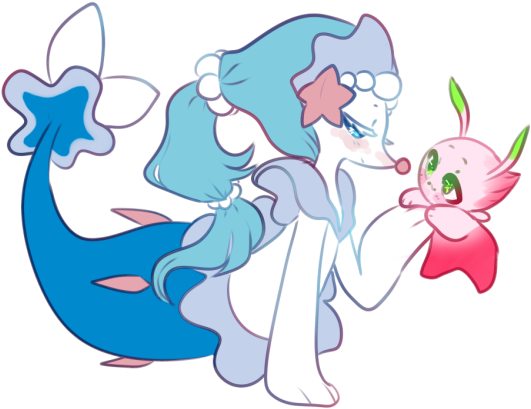 Celebi Meeting Primarina Please - Pokémon (540x417), Png Download