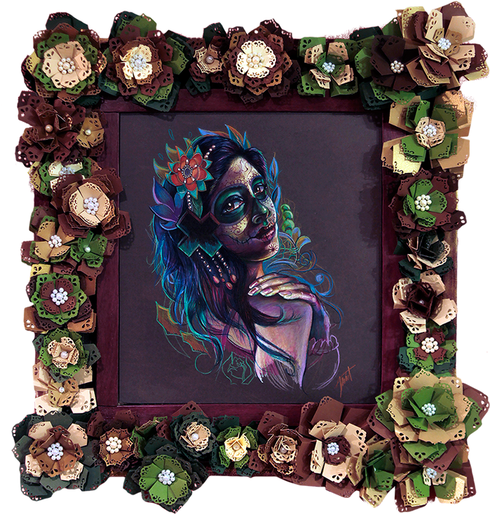 Day Of The Dead Girl Framed Original - Day Of The Dead (800x824), Png Download
