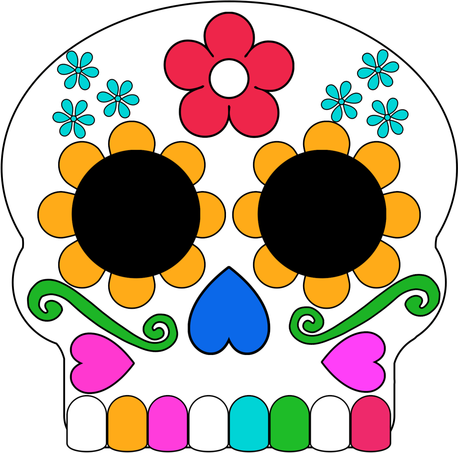Black And White Day Of The Dead Sugar Skull Masks - Sugar Skull Face Mask Printable (1563x1563), Png Download