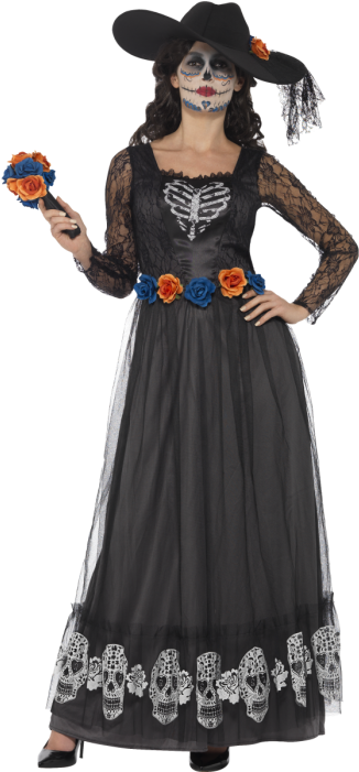 Day Of The Dead Skeleton Bride For Sale - Day Of The Dead Ladies Costume Uk (525x700), Png Download