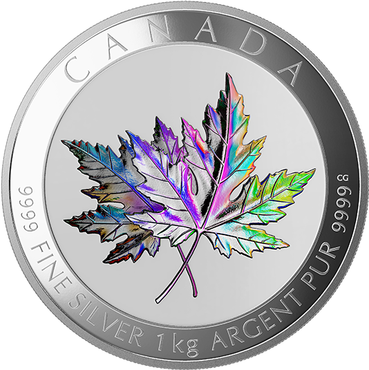 One-kilogram Fine Silver Hologram Coin - Canada Maple Leaf Coin (570x570), Png Download