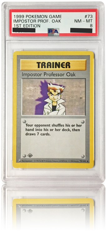Psa 8 1st Edition Imposter Professor Oak 73/102 - Pokemon Base Set Rare Card #73/102 Imposter Professor (498x937), Png Download