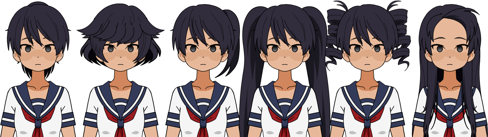 Yandere Simulator Hair Exports - Yandere Simulator Black Hair (1586x476), Png Download