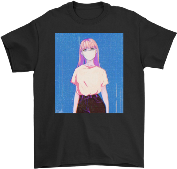 Cute Japanese Anime Girl Aesthetic Glitch Vaporwave - He Is My Best Friend My Shoulder E Is The Love Of My (690x690), Png Download