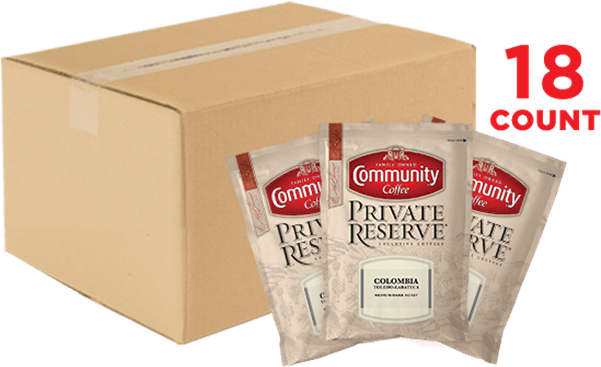 Private Reserve Colombia Toledo-labateca Coffee Packets - Community Coffee Dark Roast Ground Coffee, Espresso (600x394), Png Download