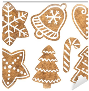 Hand Painted Watercolor Gingerbread Cookies Clip Art - Watercolor Painting (400x400), Png Download