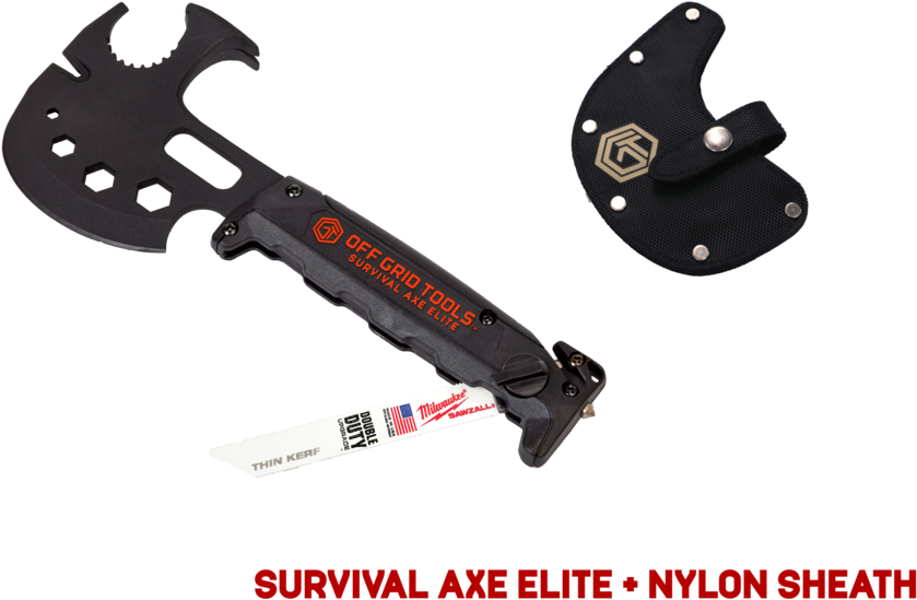 Sae Red - Ns - Survival Axe Elite-black (1000x667), Png Download