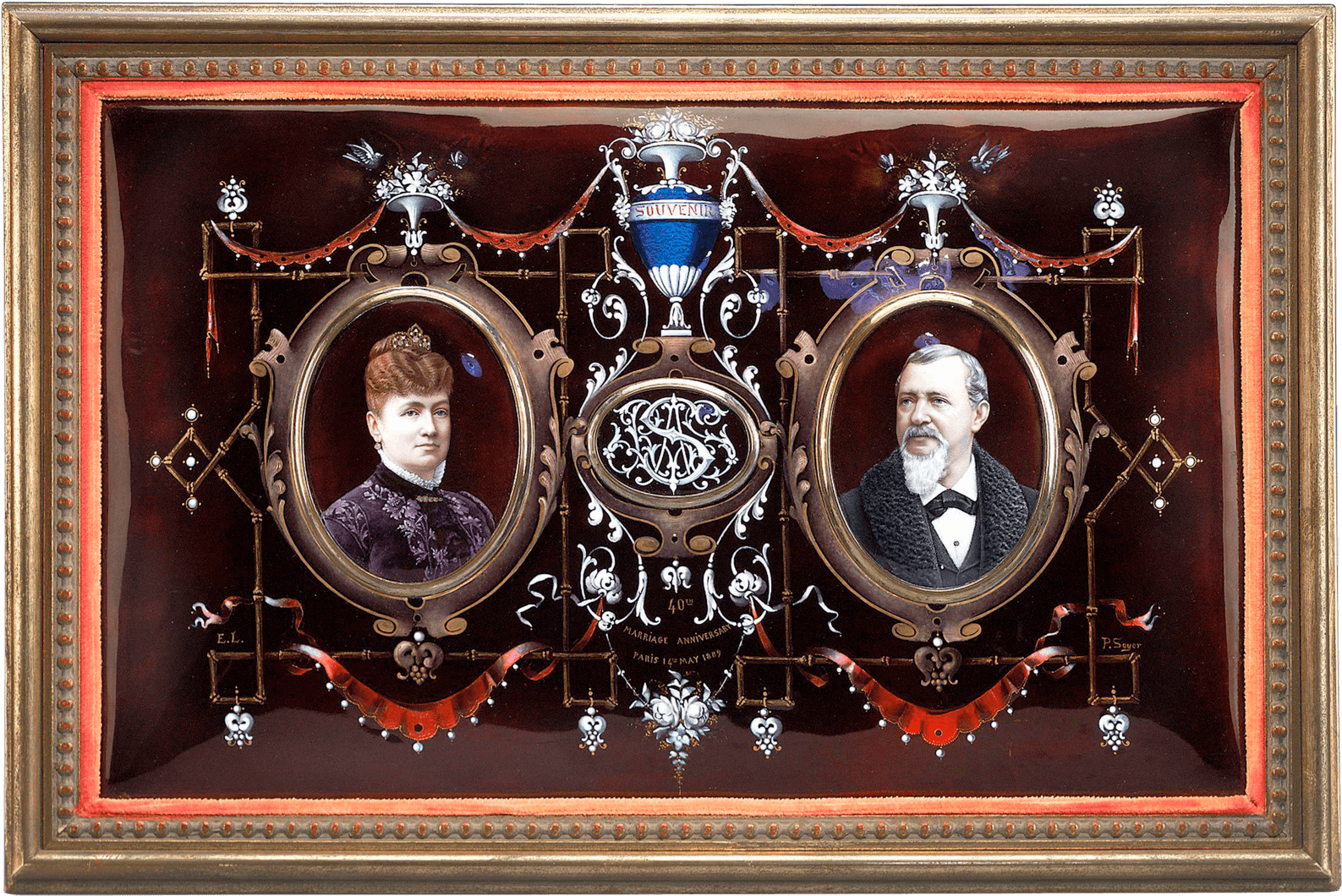 Hand Painted Limoges Marriage Anniversary Plaque (1750x1750), Png Download