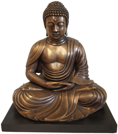 Japanese Kyoto Buddha Statue - Buddha Statue In Bronze And Sitting Posture Écor (454x500), Png Download