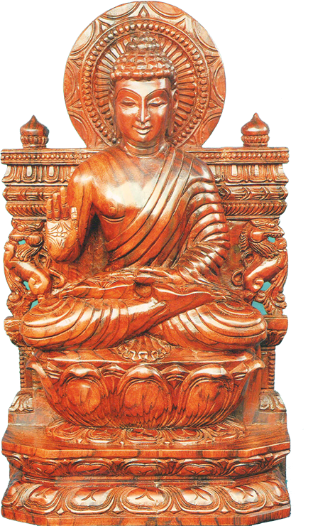 Wood Statues - Gautama Buddha (441x740), Png Download