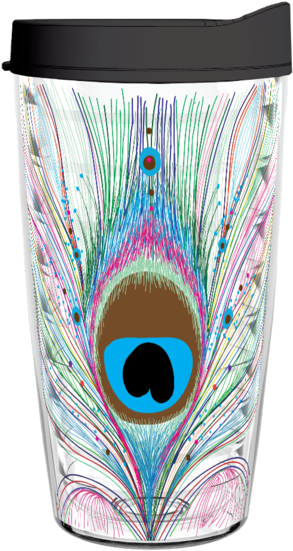 Peacock Feather 16oz Tumbler - Tumbler (302x599), Png Download