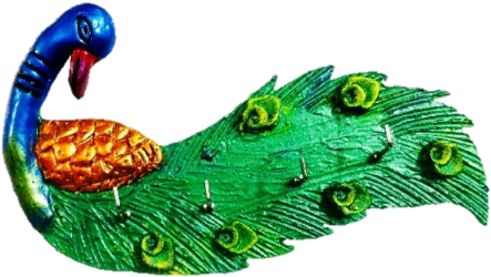 Beautiful Peacock Wooden Key Holder - Wooden Peacock Keyholder (500x312), Png Download