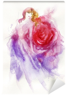 Woman Portrait - Fotoprint: Woman Portrait .abstract Watercolor .fashion (400x400), Png Download