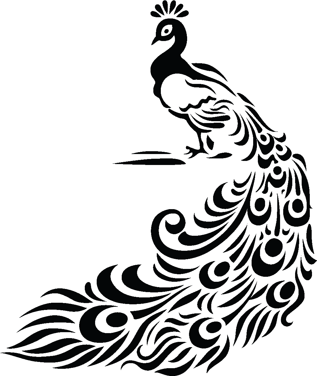 Clipart Black And White Download Images For Drawing - Peacock Design Black And White (1200x1200), Png Download