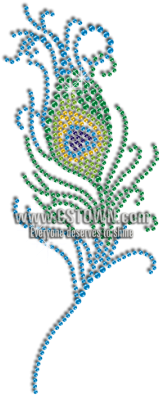 Custom Iron Diamante Peacock Feather Motif - Cross-stitch (450x450), Png Download