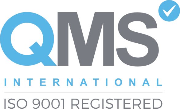 Iso 9001 Registered Logo - Qms International (586x357), Png Download