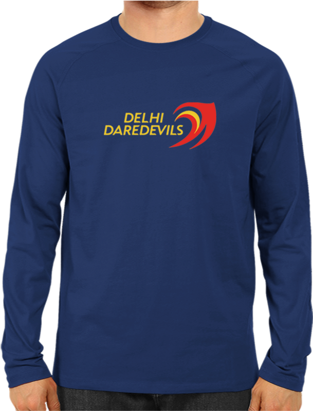 Ipl 02 Delhi Daredevils Full Sleeve Navy Blue - Plain Navy Blue Long Sleeve Shirt (800x800), Png Download