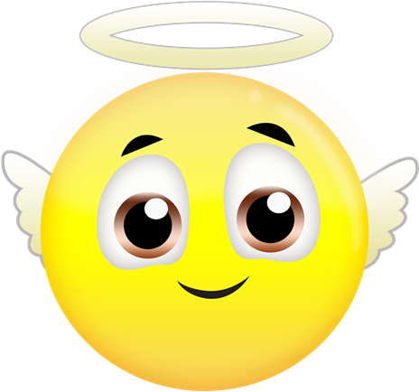 Free Angel Emoji - Angel Emoji Black Background (480x491), Png Download