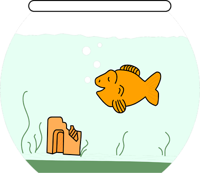 Goldfish Clipart Green - Cartoon Goldfish In Bowl (400x347), Png Download