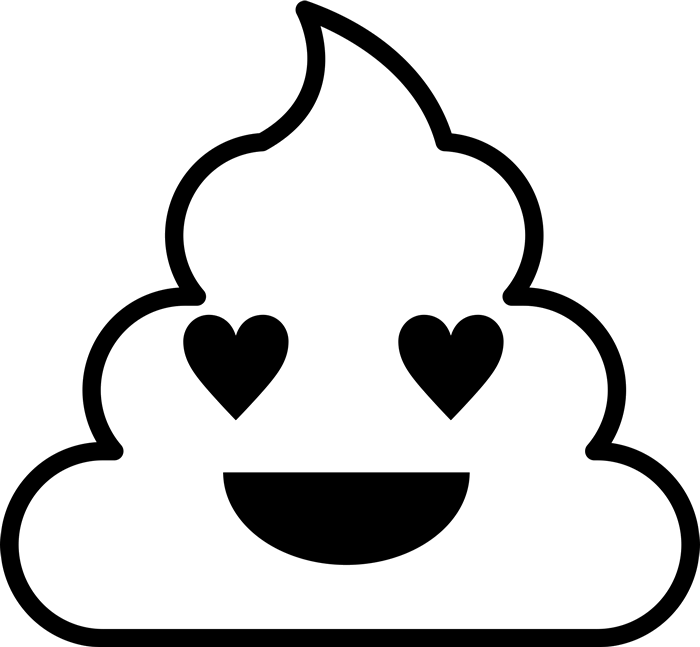 Smiling With Heart Eyes Poop Emoji Rubber Stamp - Poop Emoji Clipart Black And White (700x647), Png Download