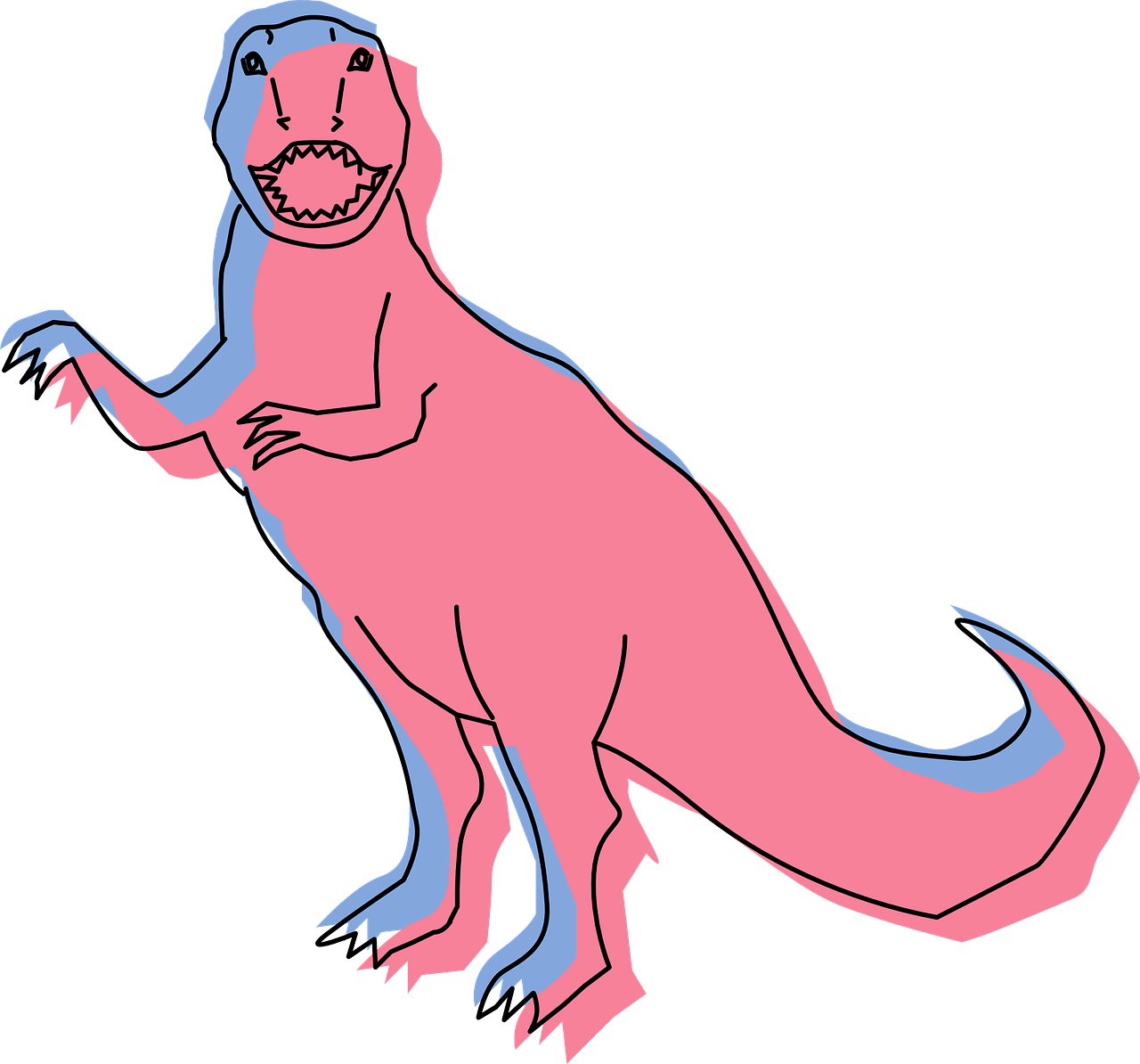 Image Free Stock Dinosaur Pink Cute Animal Free Pnglogocoloring - Pink And Blue Dinosaur (771x720), Png Download