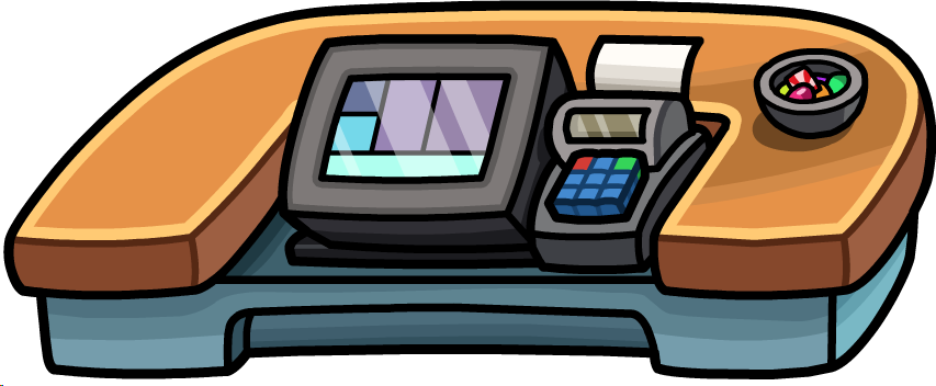 Puffle Hotel Roof Cash Register - Cash Register In Hotel (853x352), Png Download