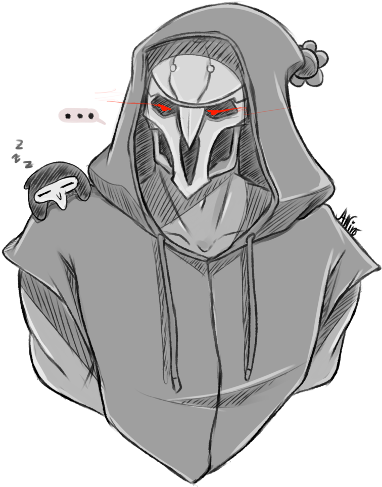 I Love The Way @dailyreaper Draws The Little Edgy Bean, - Overwatch Reaper Anime Fanart (500x625), Png Download