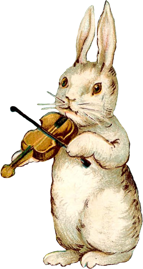 Vintage Easter Images - Rabbit Playing Violin Necklace Easter Jewelry White (556x1045), Png Download