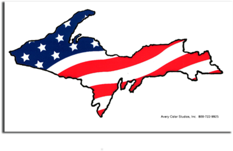 Upper Peninsula Usa Flag Sticker - Michigan (480x384), Png Download