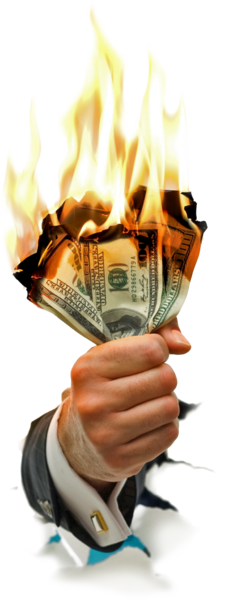 Burning Money In Hand - Money Morons: And How To Not Become One (225x600), Png Download