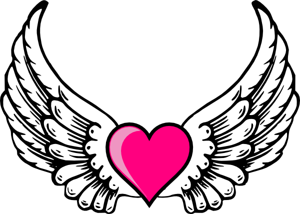 Female Angels With Wings Angel Halo Clip Art - Pink Heart With Wings (600x428), Png Download