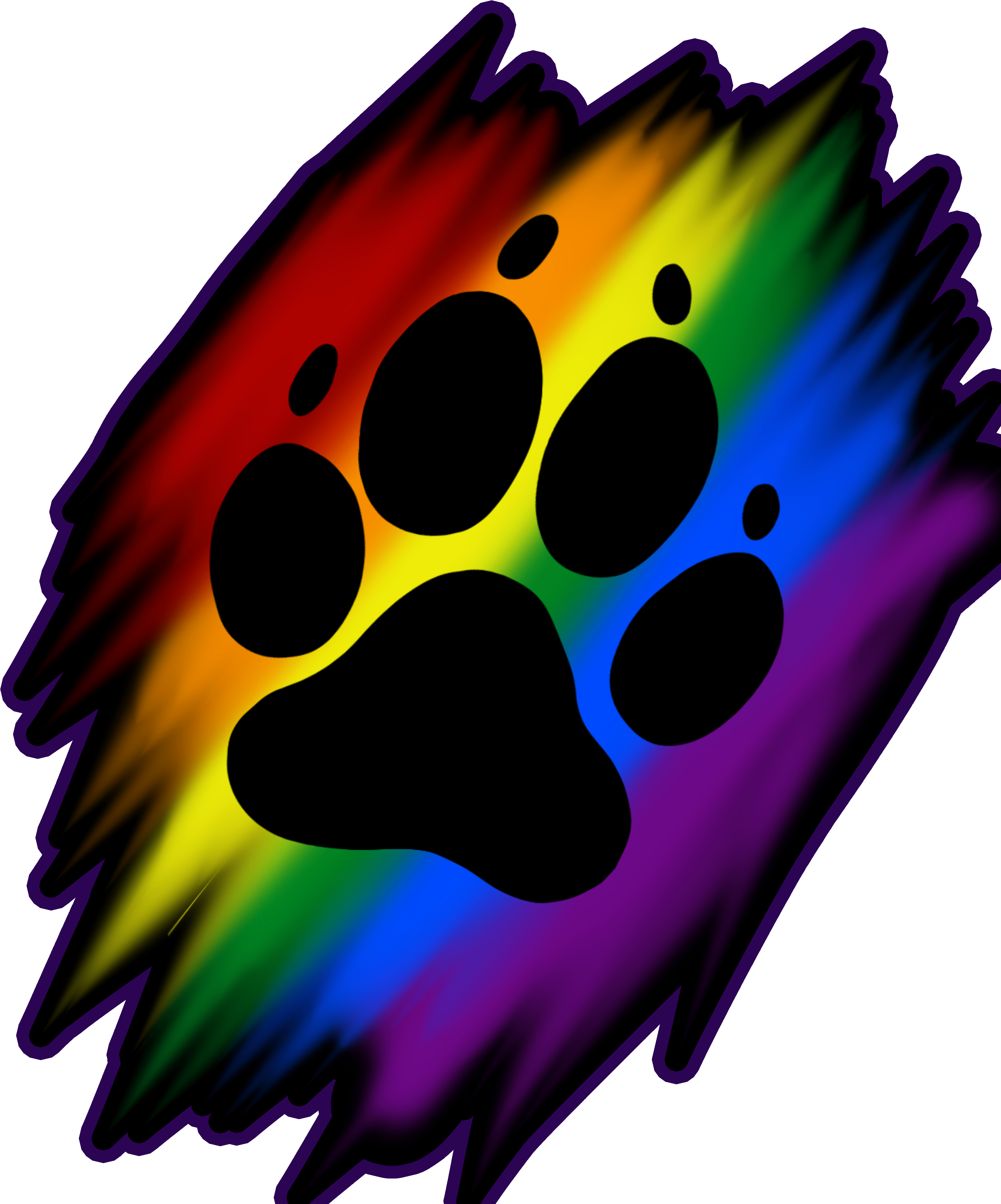 Rainbow Clipart Dog - Rainbow Paw Print Art (3858x4822), Png Download