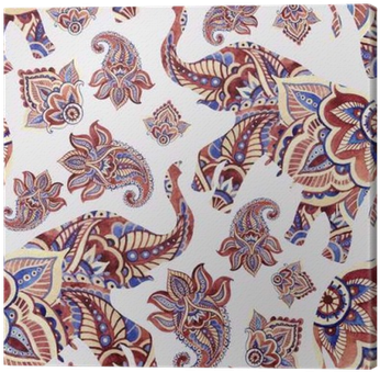 Watercolor Ethnic Elephant With Paisley Elements Background - Paisley Painted Elephants (400x400), Png Download