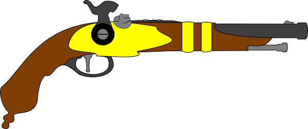 Pistol Clipart Flintlock - Musket Pistol Clip Art (600x252), Png Download