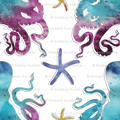 Underwater Watercolor - Octopus (400x400), Png Download