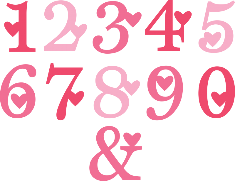 Valentine Numbers Svg Cut Files Valentine Alphabet - Valentine Numbers (800x617), Png Download