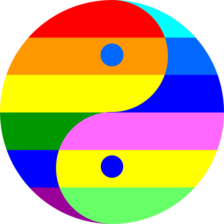 Rainbow Yin And Yang Complementary Colors Computer - Yin Yang Color Wheel (750x750), Png Download