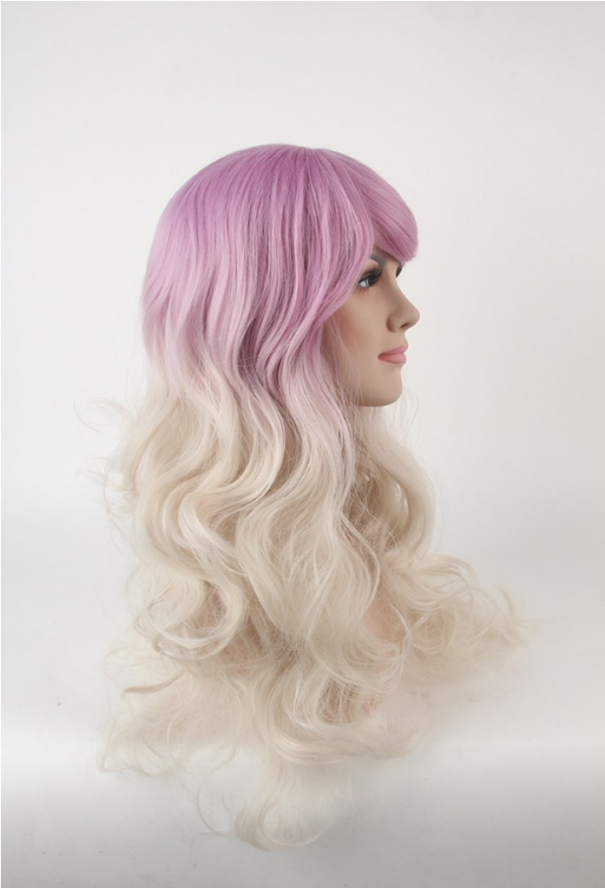 Pink Platinum Blonde Curly Wig Png Pink Platinum Hair - Wig (884x1000), Png Download
