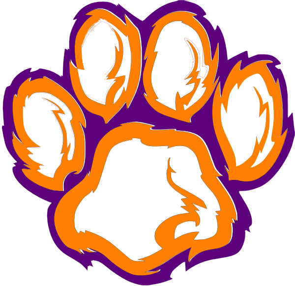 White Tiger Paw Orange Outline - Paw Purple Orange (600x582), Png Download