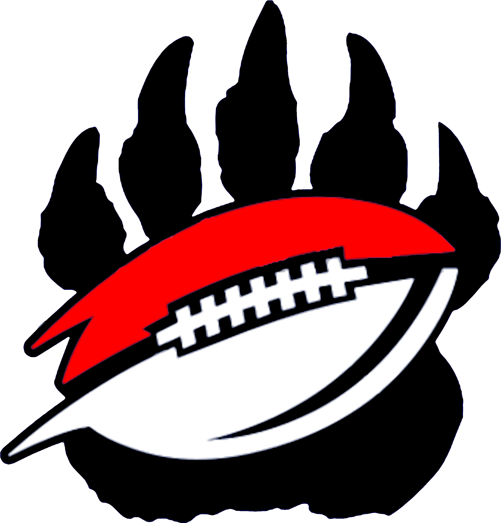 Bear Paw And Football Black - Bears Football Clip Art (2225x2225), Png Download