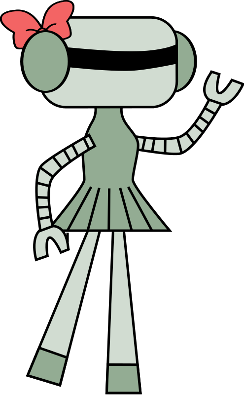 Robot With Bow - Girl Robot Clipart (495x800), Png Download