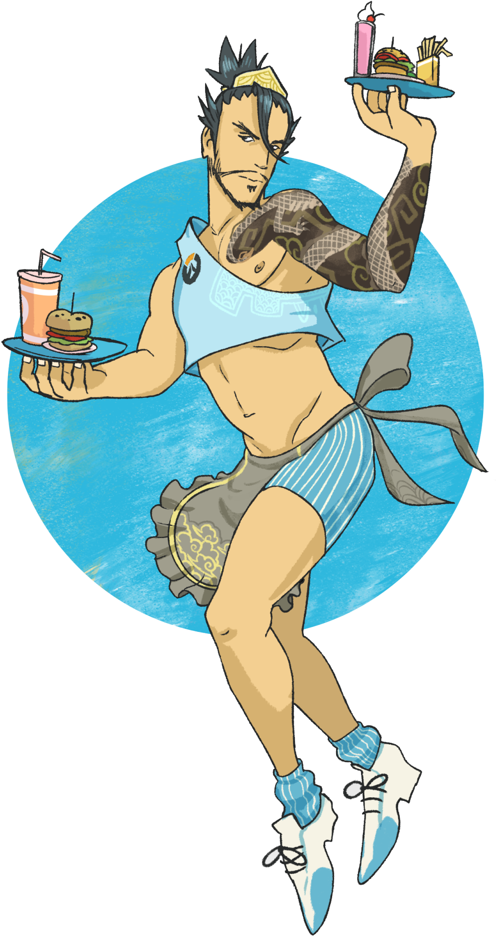 Overwatch Cartoon Footwear Vertebrate Art Fictional - Overwatch Memes Hanzo Transparent (1265x1920), Png Download