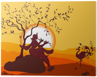 Shadow Art Shri Krishna Playing Flute, Peacock Dancing - Krishna Shadow (400x400), Png Download