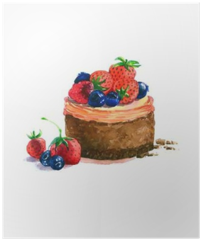 The Cake Round Shape Dessert Watercolor Hand Drawn - Watercolor Painting (400x400), Png Download