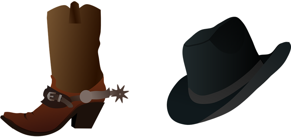 Cowboy Clip Art At Clker - Cowboy Boot And Hat Shower Curtain (600x278), Png Download