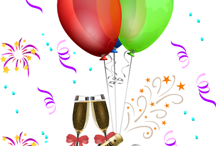 New Year Celebration - Happy Birthday Decoration Png (426x288), Png Download
