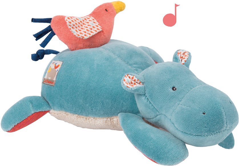 Moulin Roty Les Papoum Musical Hippo (900x670), Png Download